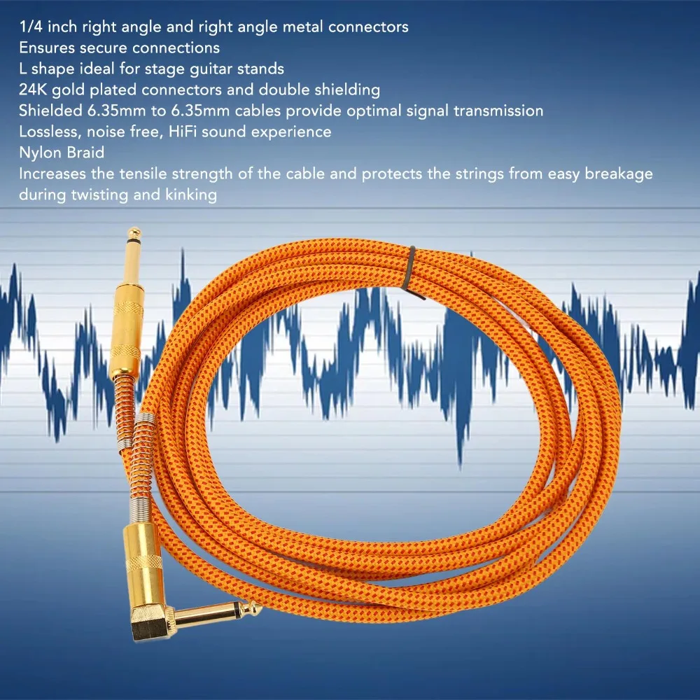 6.35mm Male to 6.35mm Male 1/4 Inch Instrument Cable 3 Meters / 9.8ft Straight Connector Guitar Cable Lossless Bass Amp Cable