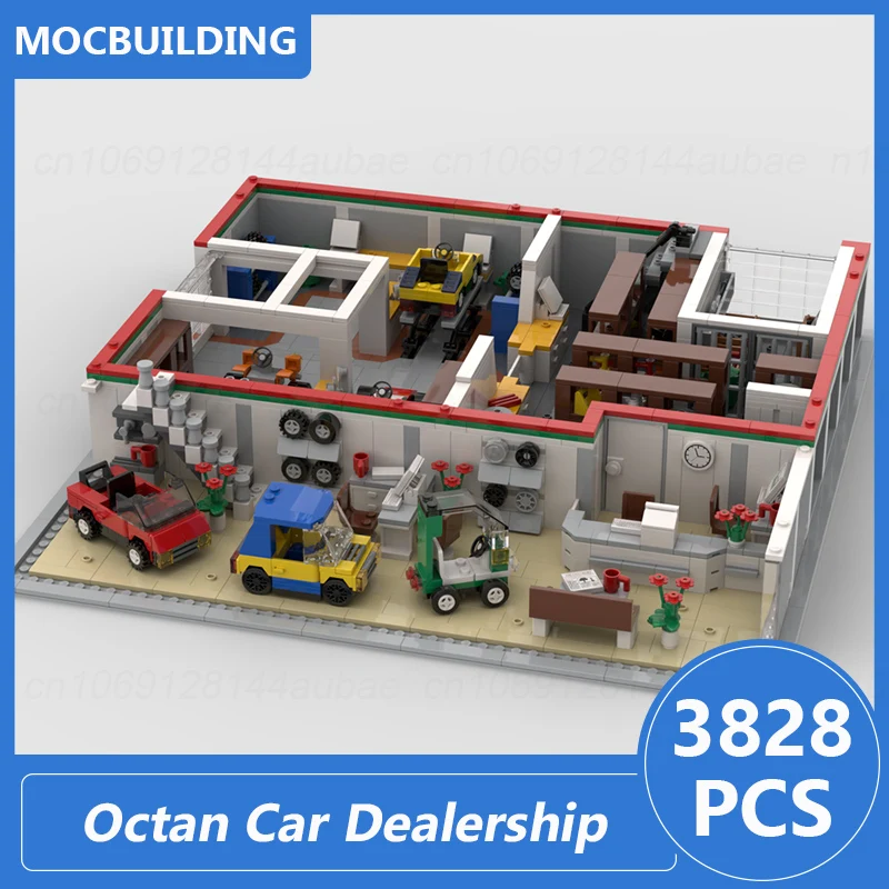 Octan Car Dealership City View Architecture Model Moc Building Blocks Diy Assemble Bricks Creative Display Toys Gifts 3828PCS