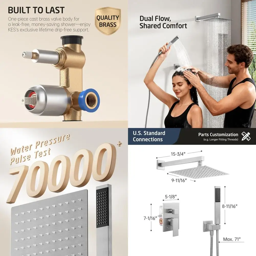 

10-Inch Rain Shower System with Handheld Spray, Pure Balance Set in Brushed Nickel