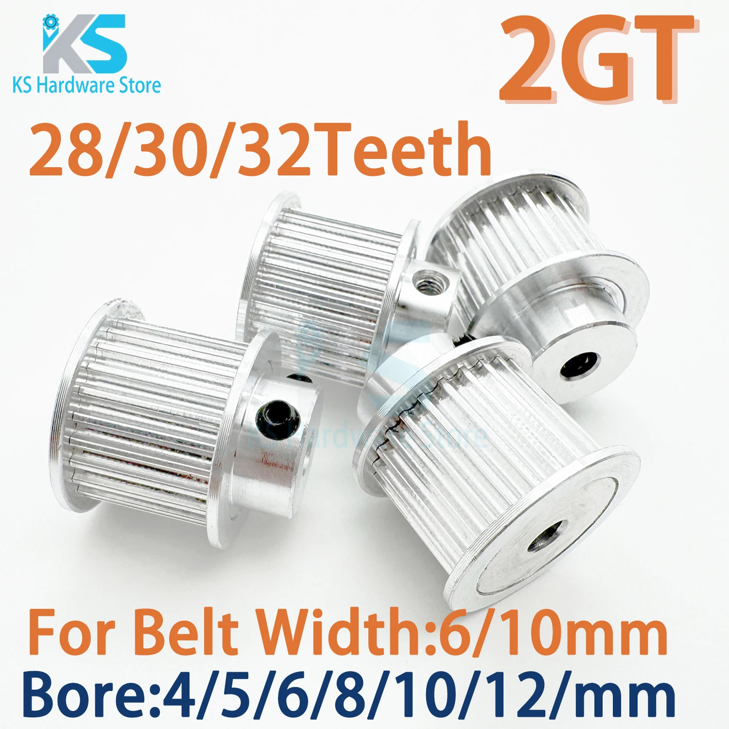 GT2 Timing Belt Pulley 28Teeth 30Teeth 32Teeth GT2 Synchronous Wheel Width 6/10mm 3D Printer Aluminium Gear Bore 4/5/12mm BF