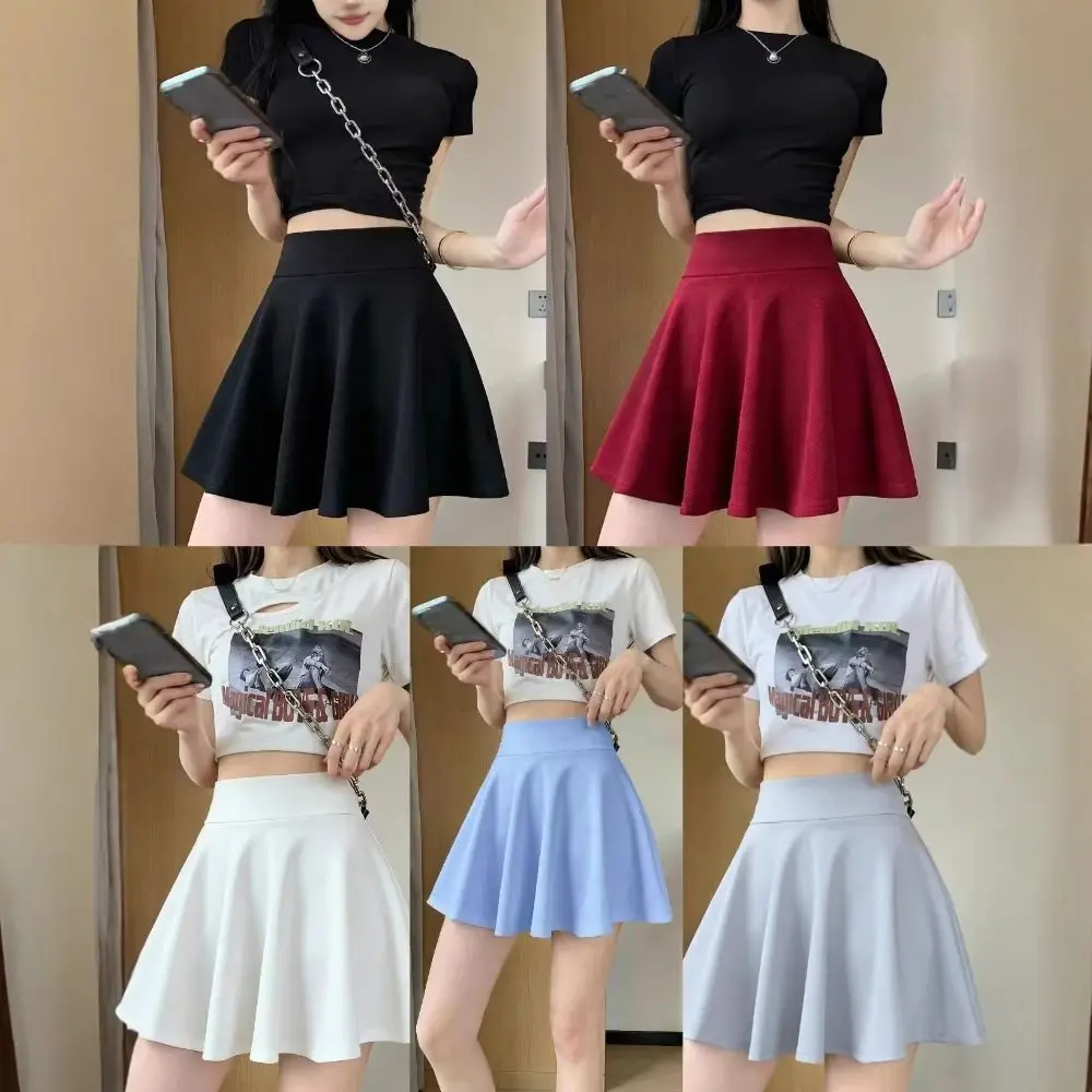 

Breathable Polyester Pleated Skirt Elastic Casual Half Skirt Mini Skirt Women