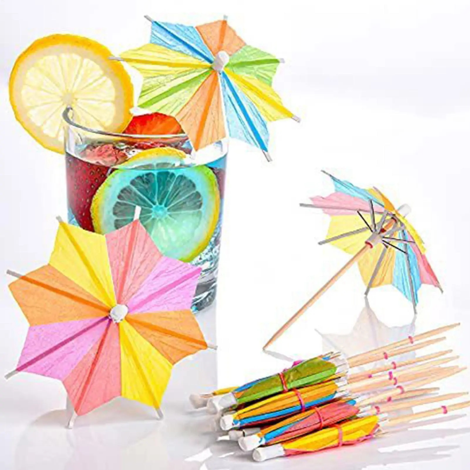 10 Stück Regenschirm-Cocktail-Getränkepicks, Mehrzweck-Regenschirm-Picks für Cocktails, bunte Luau-Sonnenschirme, hawaiianische Cupcake-Topper