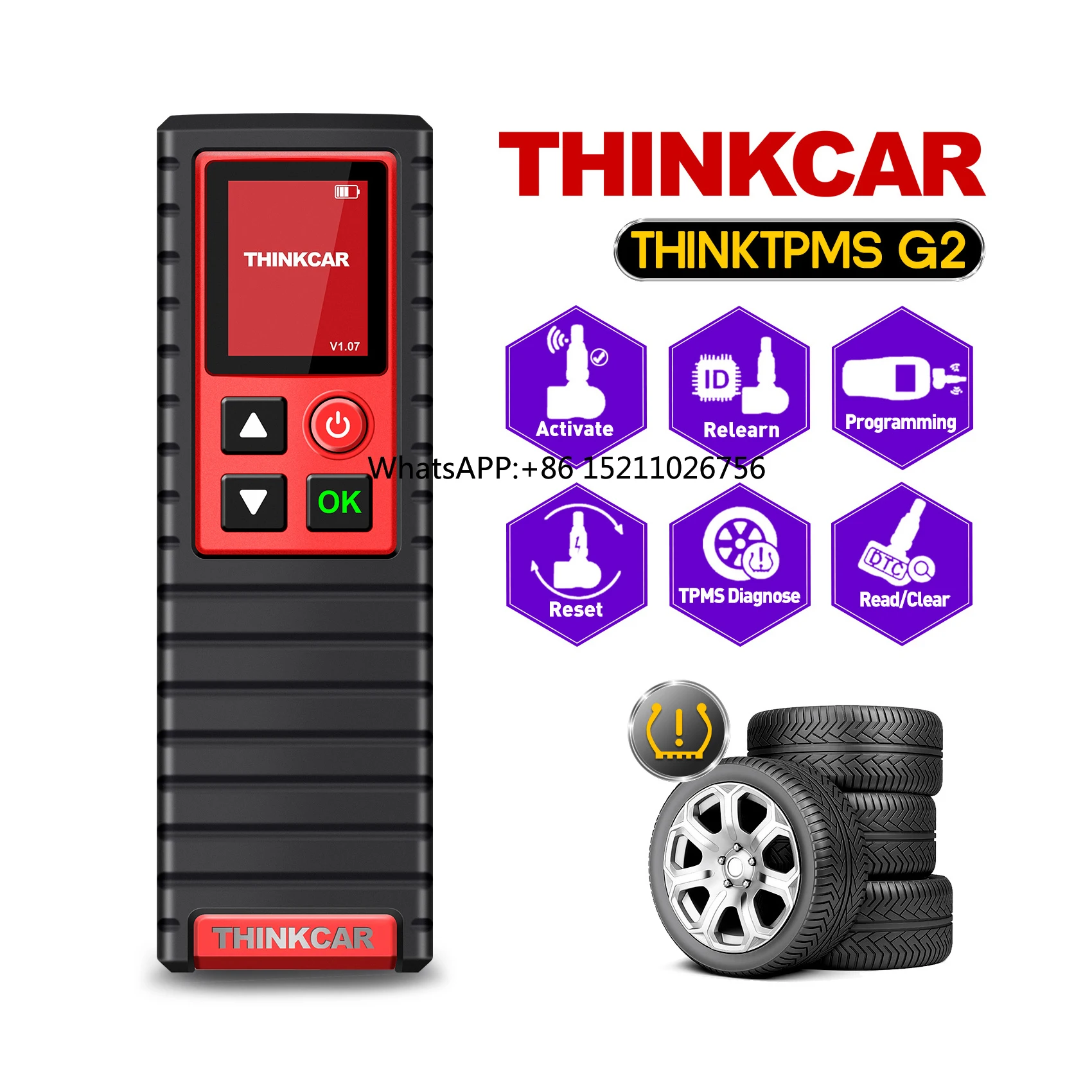 THINKCAR ThinkTPMS G2 for Sensor Activation TPMS Reset Programming Code Reader Wireless Tire Pressure Monitoring System