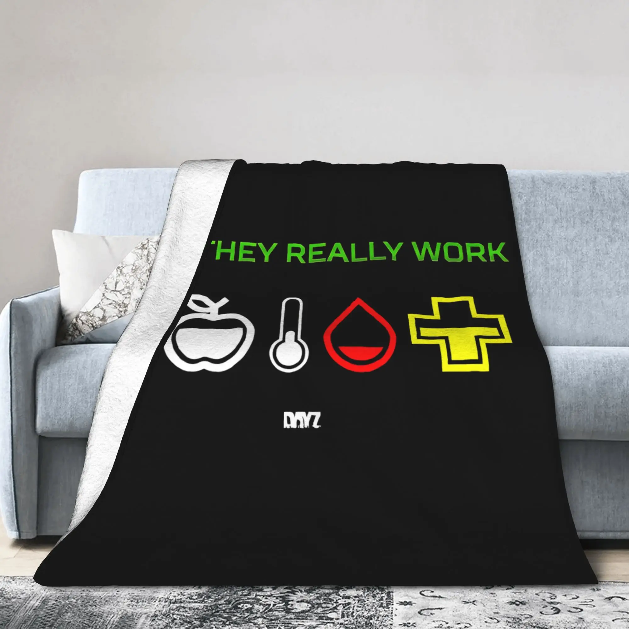 DayZ One Bullet and a Dream Wool Blankets Shotting Game Novelty Throw Blanket for Home 150*125cm Warm