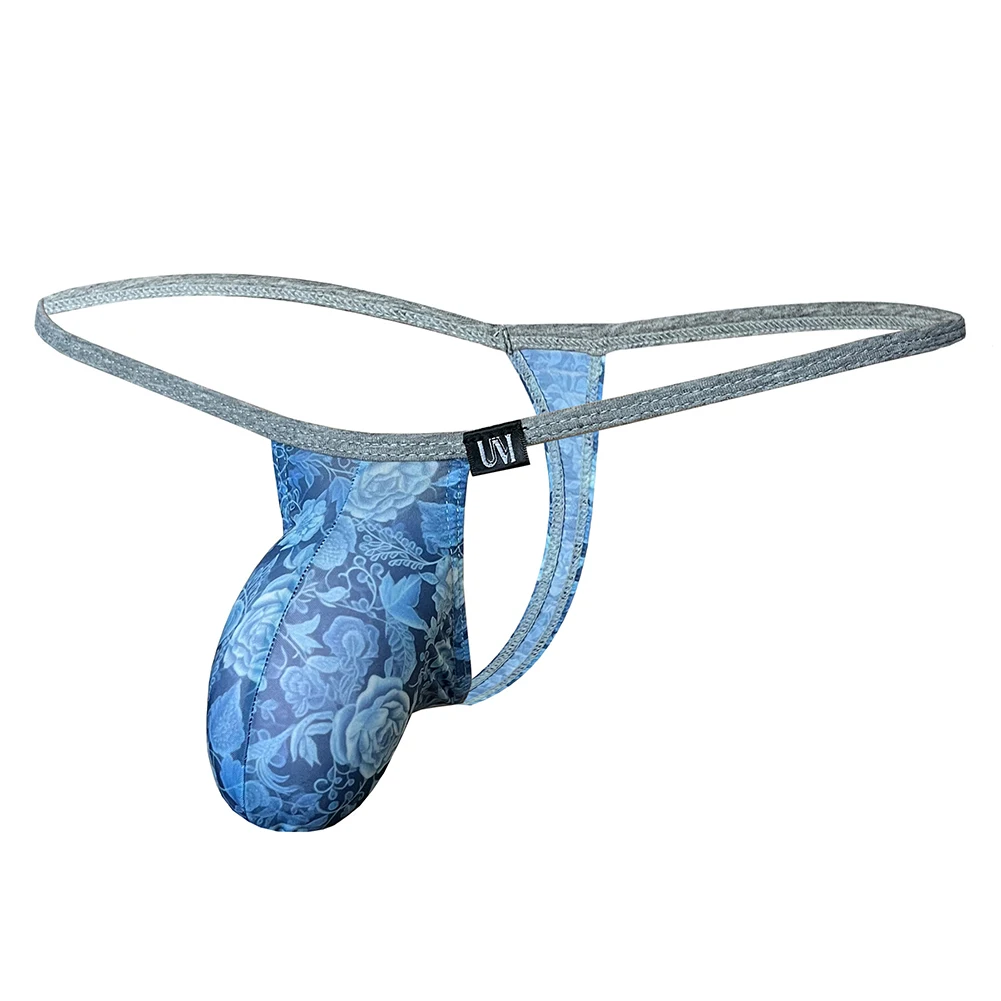 

1pc Sexy Mens Breathable Thin Bulge Pouch Underwear Thongs Printed Elastic Panties G-Strings Man Briefs Underpants
