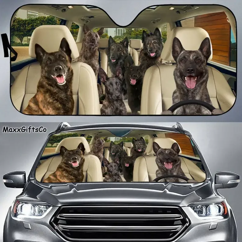 Dutch Shepherd Car Sun Shade, Dogs Windshield, Dogs Family Sunshade, Dog Car Accessories, Car Decoration, Gift For Dad, Mom