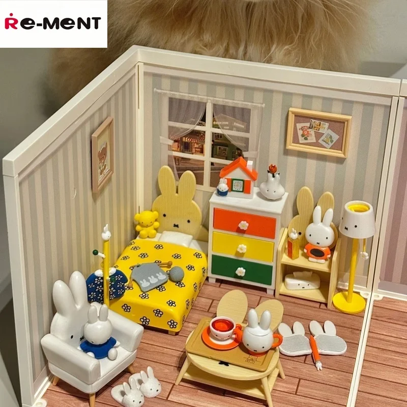 

RE-MENT Miffy Room Miniature Blind Box 8 Assorted Collectible Figure Set Dollhouse Furniture Decor For Miffy Fans Collectors