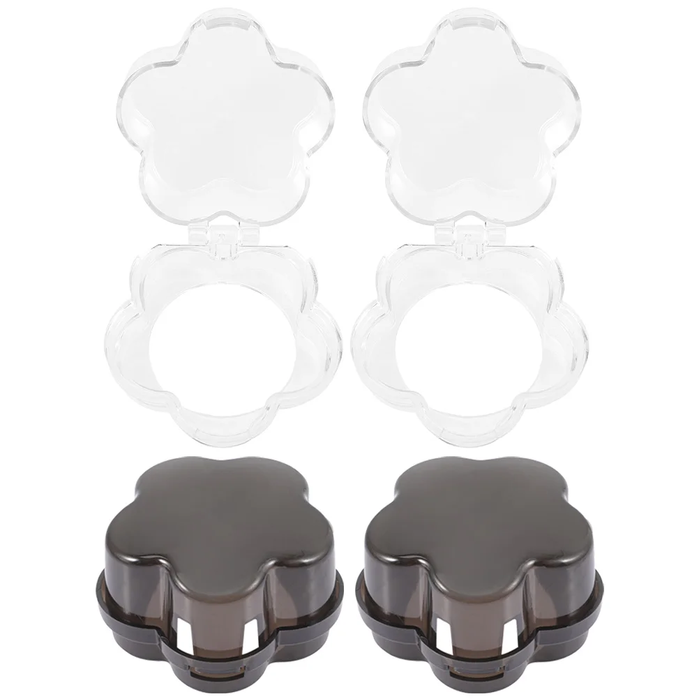 

4 pcs Stove Knob Covers Black Transparent Safety Guard Gas Cooker Switch Baby Proof Kitchen Home Use Plastic Long Lasting