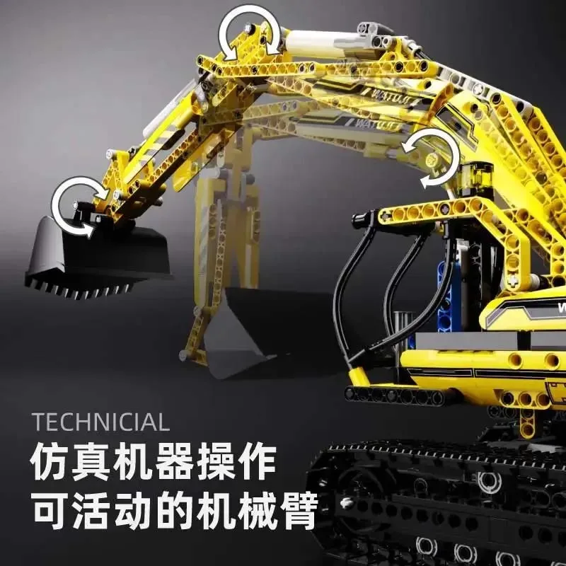 With Motor Motorized Excavator Building Blocks Bricks Model Toys Compatible Children Christmas Birthday Gifts20007 8043