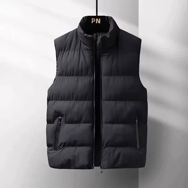 Men's Casual Thickened down Cotton Vest Warm Workwear Autumn Winter Outerwear Zipper Closure Fashionable Youth Style