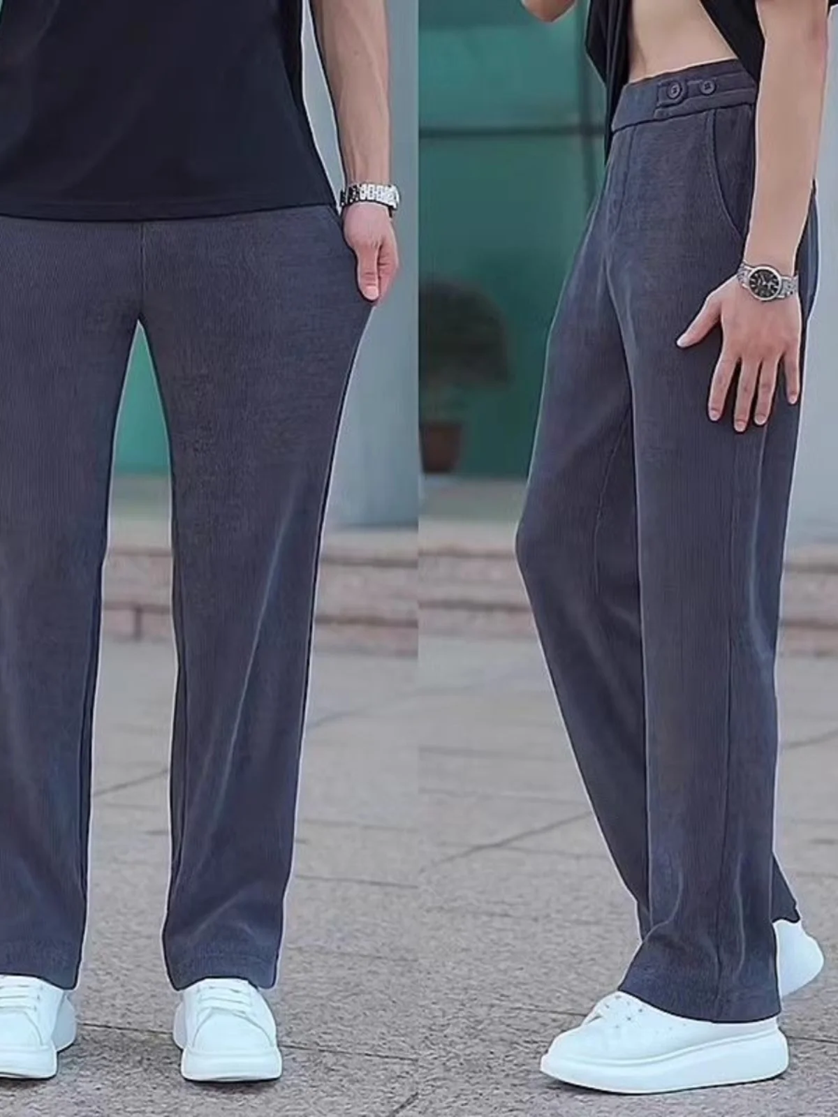 

Однотонные брюки прямого кроя с эластичной резинкой на талии, мужские, весенне-осенние, новые, повседневные, свободные, спортивные, модные, универсальные