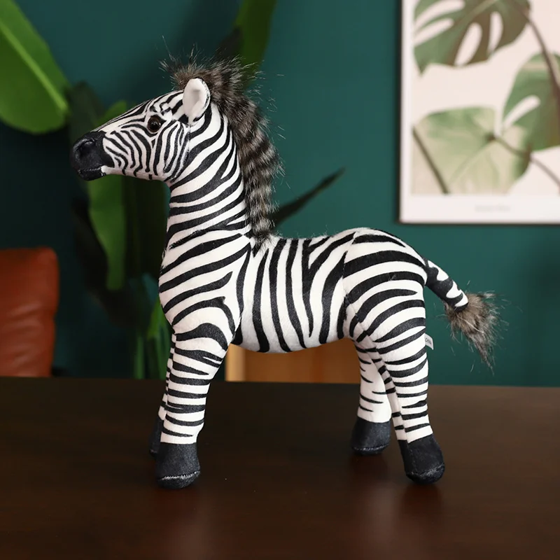 Real Life Standing Zebra Stuffed Animal, brinquedo de pelúcia, simulação Zebra Doll, fotografia adereços, Natal e presentes de aniversário para crianças