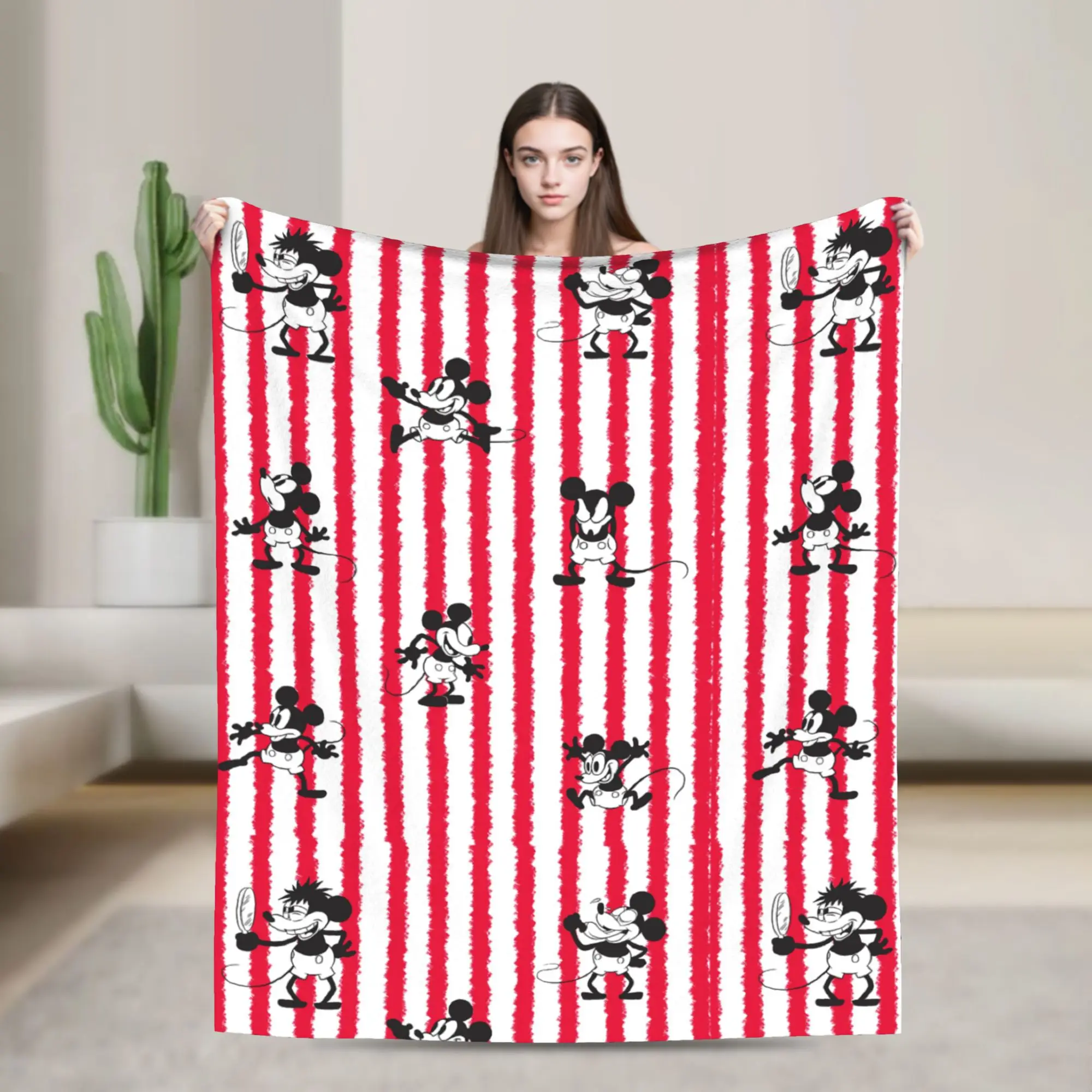 

Mickey Mouse Plane Crazy Pattern Blankets Wool Throw Blankets Summer Air Conditioning Decoration Ultra-Soft Warm Bedspread