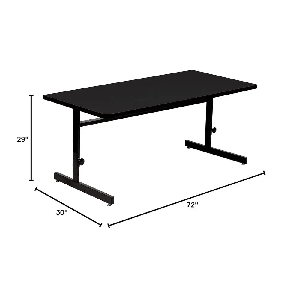 30x72 Adjustable Height Training Computer Table, Black Granite Laminate, Workstation