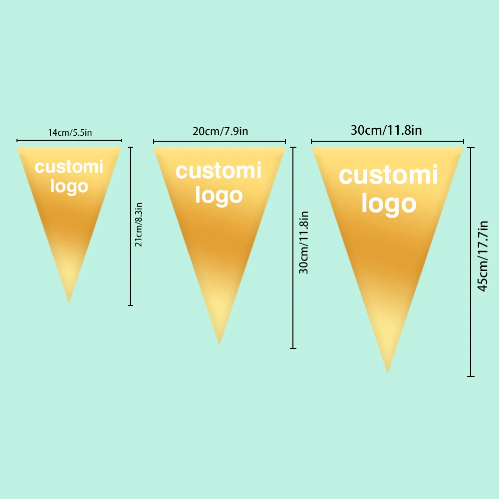 Customized DIY triangular flag with graphic and promotional activities for company parties and weddings featuring 25 small flags