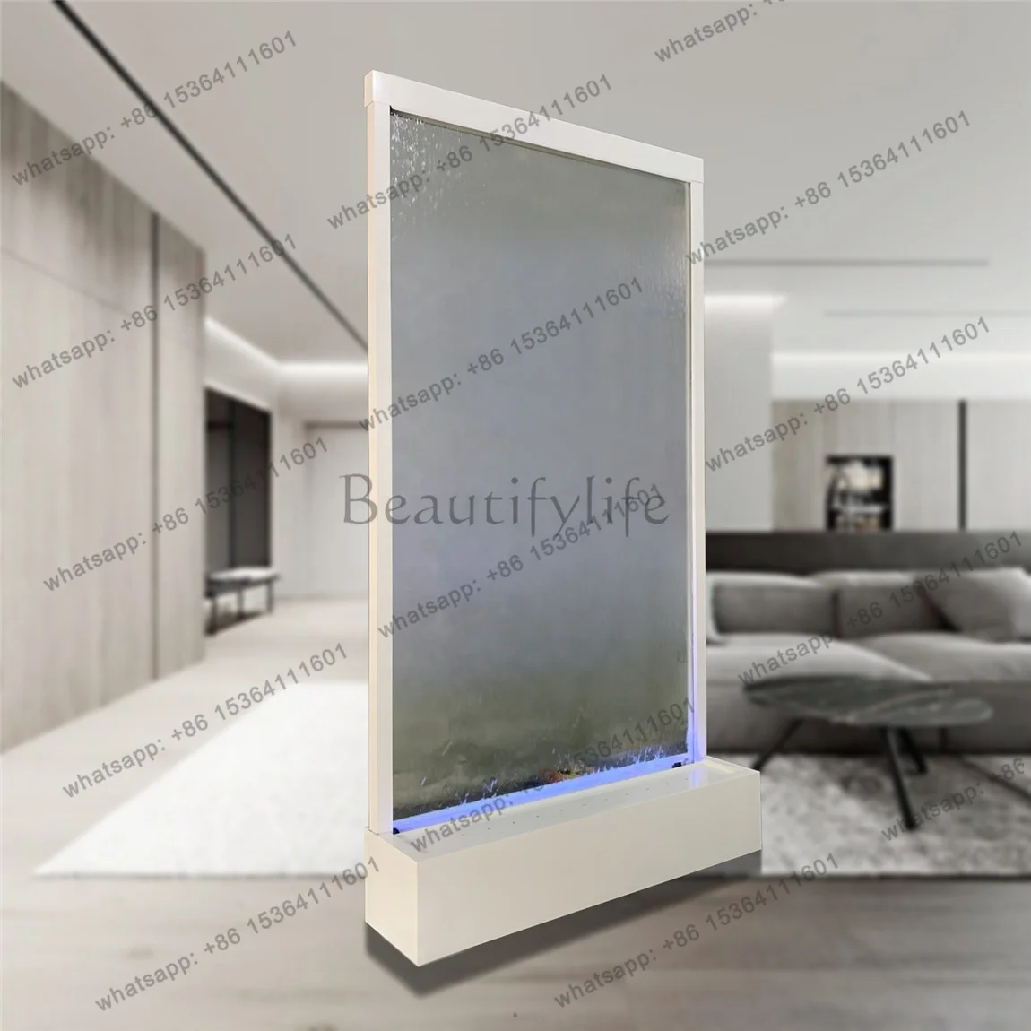 Customization.Custom Made Indoor Waterfall Curtain Fountain Free Standing Waterfall Wall Panel  Glass Waterfall Partition