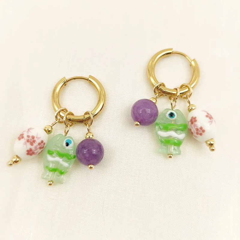 

Fashion Small Hoop Earrings With Goldfish Unique Ceramics Small Fish Earrings Cute Goldfish Earrings Statement Jewelry Wholesale