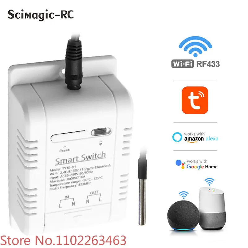 5pcs Graffiti smart switch 16A 3000W with energy consumption monitoring RF433 thermostat compatible with Alex