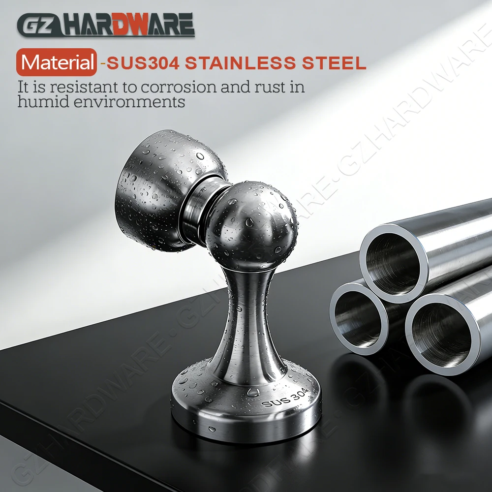 

New Stainless Steel Magnetic Door Stopper Heavy Duty Anti-Slip Wall Mount Door Holder Keep Door Open Bedroom/ Living Room