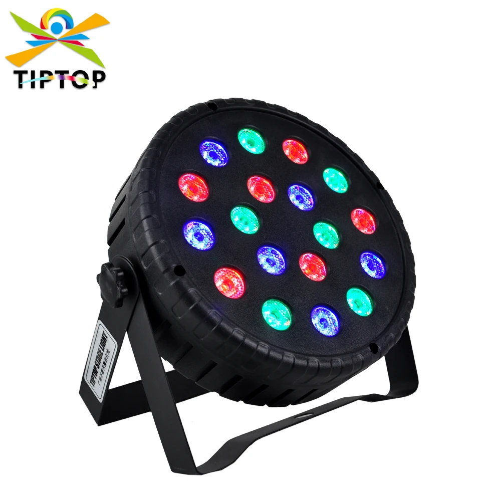 

TIPTOP New 18x3W RGB Color Plastic Led Par Light DMX Control Sound Mode Stage Party Led Lighting Strobe DJ Party Stage Lighting