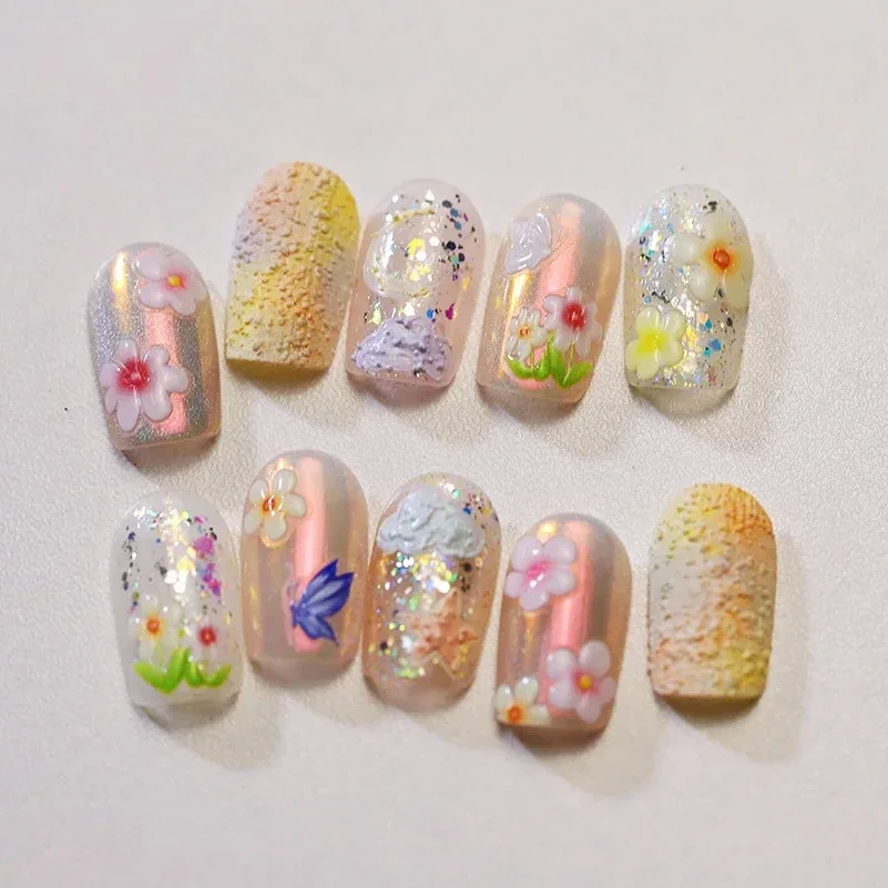 Autocollants de décoration pour ongles, mignon, MSI, détruire, AndrButterfly, biscuits brillant, rose, jaune, lys, fleurs, tournesol, nail art, manucure, décalcomanie