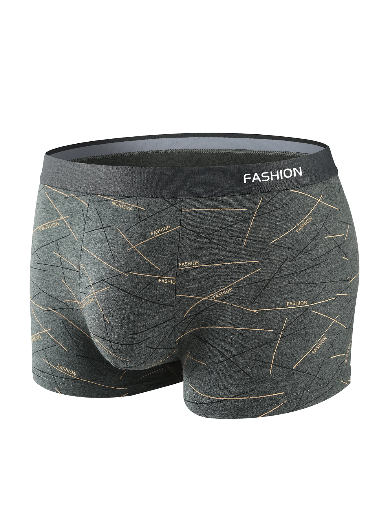 4pcs men's underwear, comfortable, soft and fashionable daily line print intimate boxer briefs, sporty and breathable boxers - Image 4