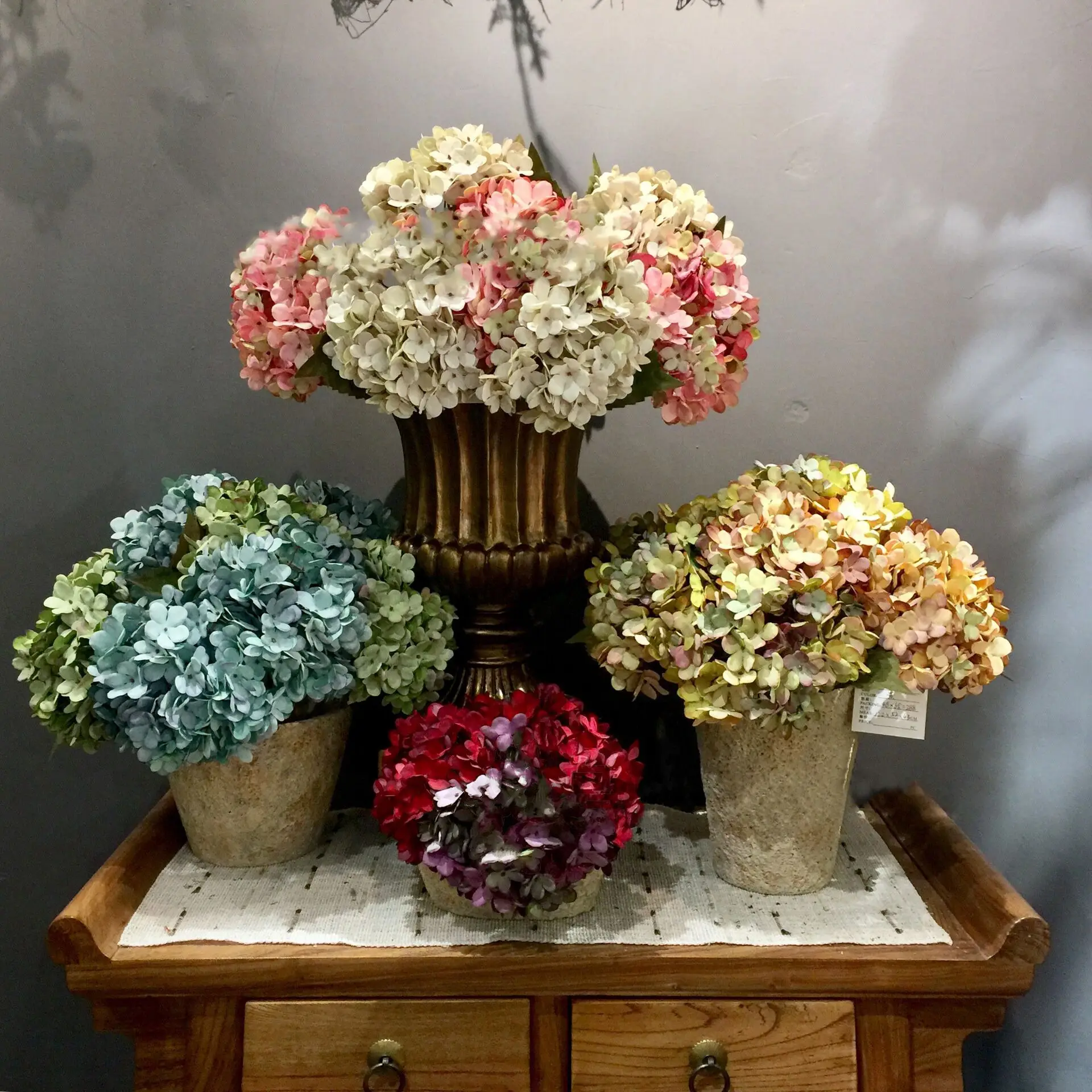 Retro Autumn Hydrangea Bouquet Home Decor Artificial Flowers DIY Wedding Floral Arrangement Accessories Party Props C7103  C6265