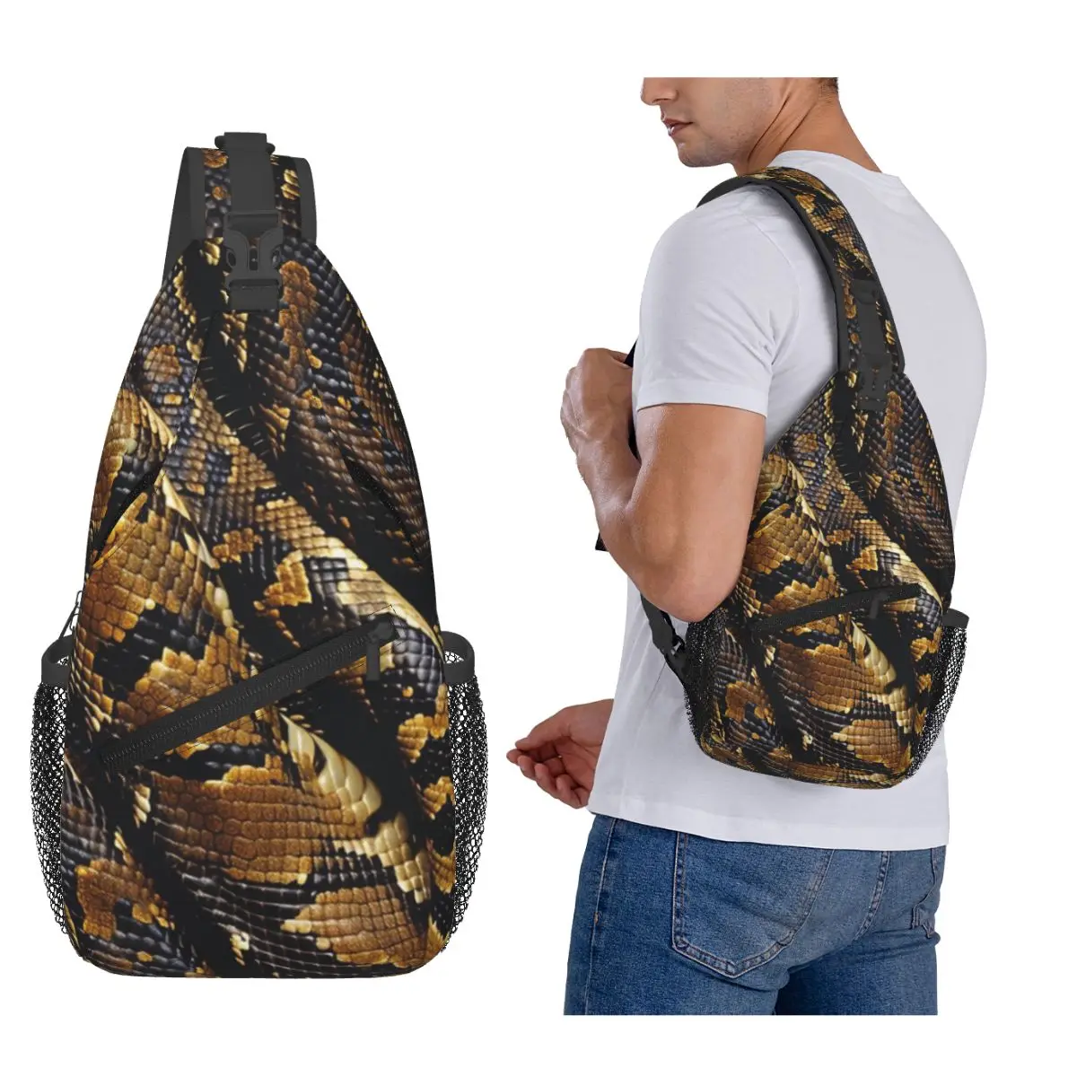 

Snakes On A Train Chest Bag Men Sling Crossbody Backpack Chest Bag Traveling Hiking Daypack Shoulder Bag