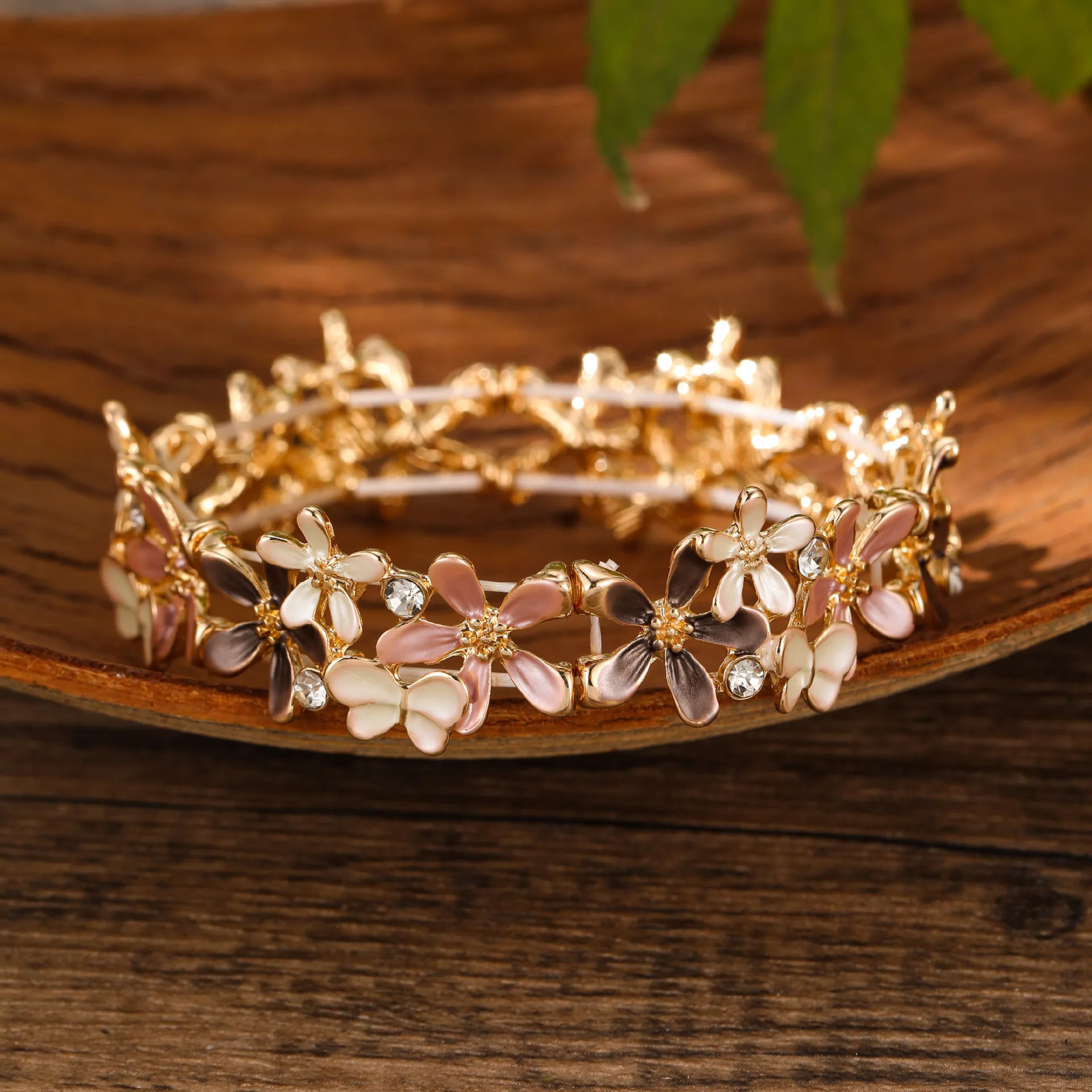 DIY accessories enamel color hollow butterfly flower elastic bracelet women's fashion simple flower elastic bracelet