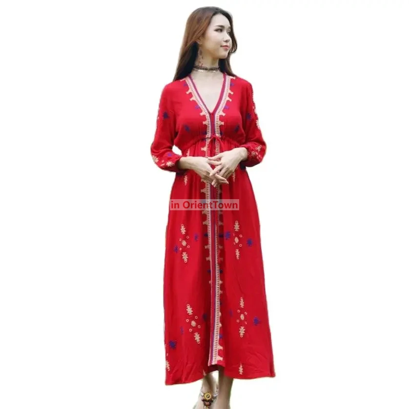 Sari India Women Clothing National Embroidered Dress Cotton Pakistan Style Costume Indian Top Long  Blouse