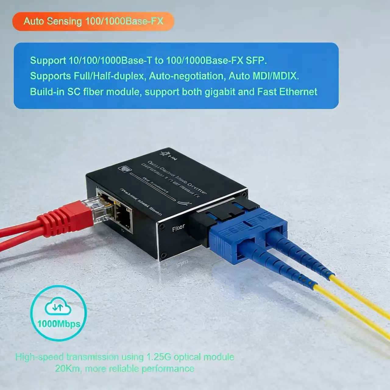 Micro Type 10/100/1000Base-Tx to 100/1000Base-Fx Ethernet Media Converter