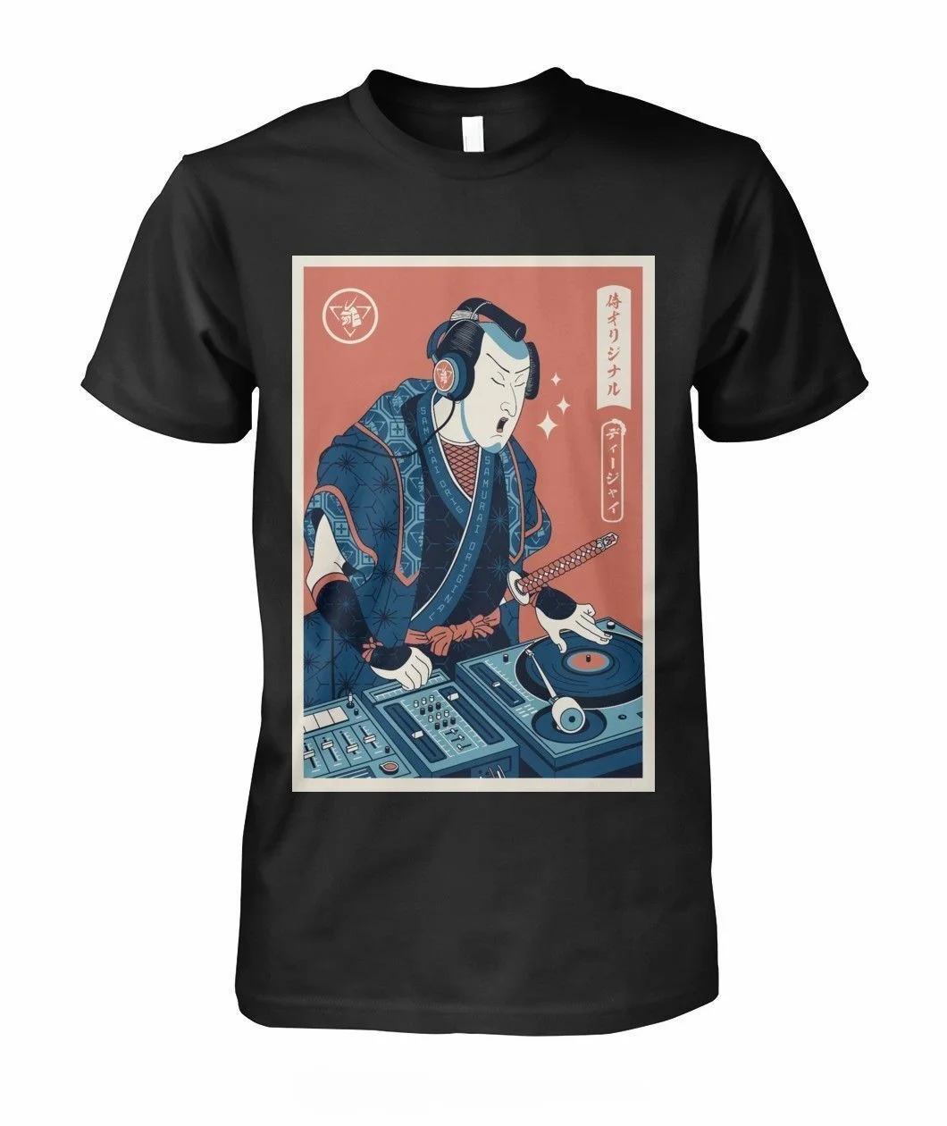 New Samurai Dj Funny Unisex Black T-shirt Men Cotton Short Sleeve O-neck Tshirt Hip Hop T Shirt Tees Tops Harajuku