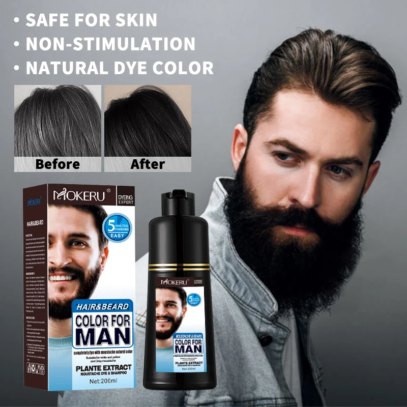 New Beard and Hair Dye Shampoo Easy-to-Use Fast Color Cream for Man Hot Sale Product
