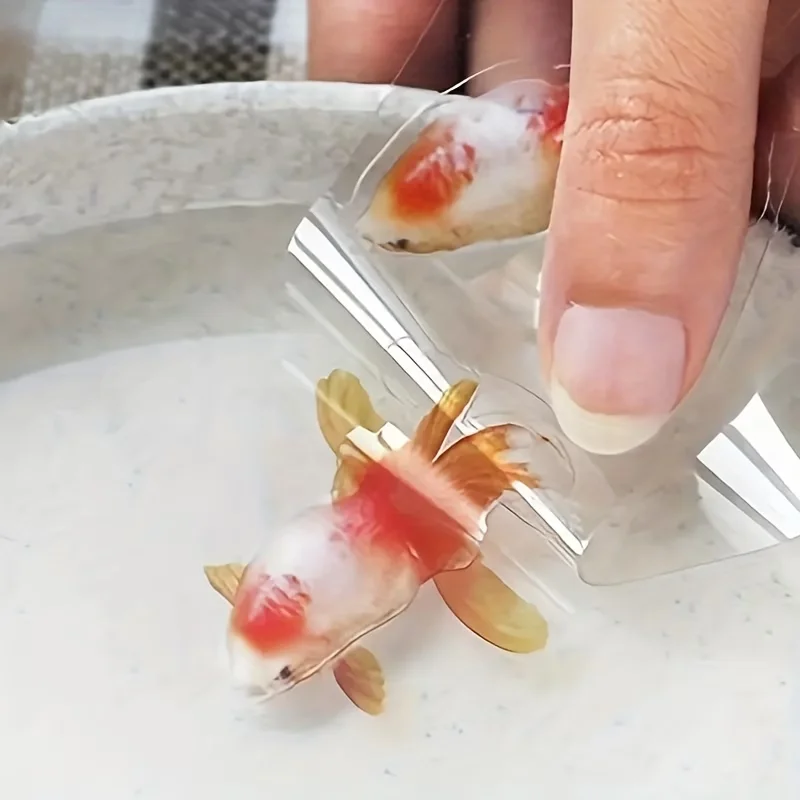 Lot de 7 autocollants 3D en résine en forme de poisson rouge pour projets, art en résine époxy et décorations en résine.