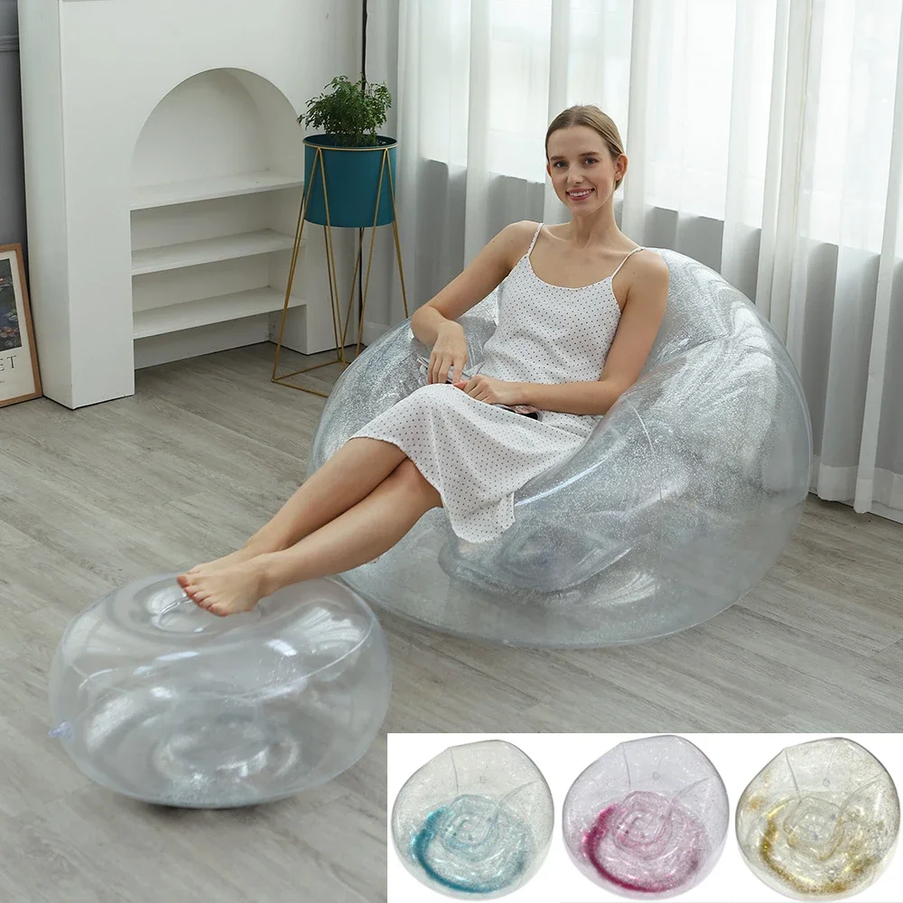 

1pc Sequin Inflatable Sofa Colorfull Sequin Lazy Sofa Bean Bag Chair Lounger Living Room Bedroom Office Lounge Chair Lounger