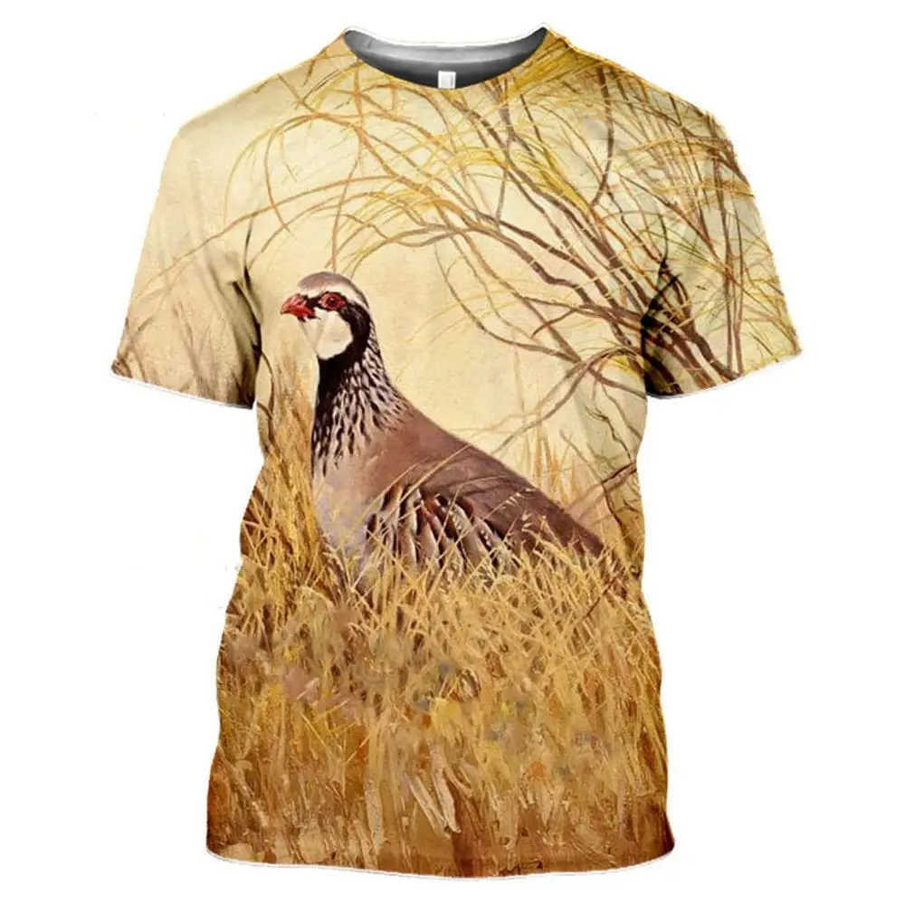 Stylish Summer Men's Pheasant Pictures Men's 3d Printed T-Shirt Casual Harajuku Vintage Street Fun Plus-Size Crewneck Loose Top