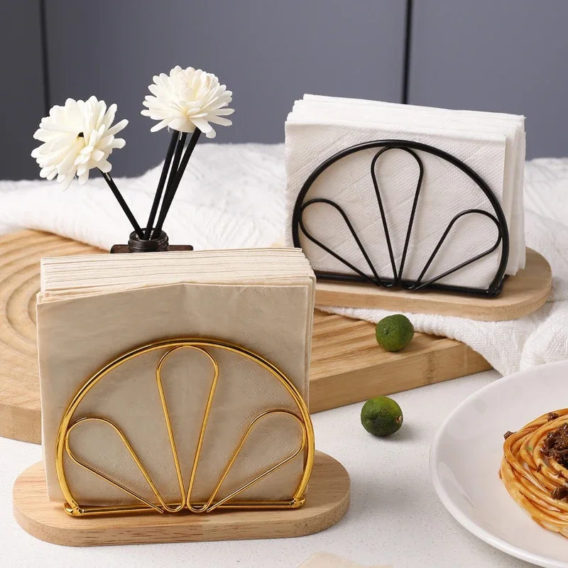 

Napkin Holder, Countertop Napkin Organizer, Desktop Paper Dispenser with Wood Base, for Restaurants Cocktail Cookouts Decor