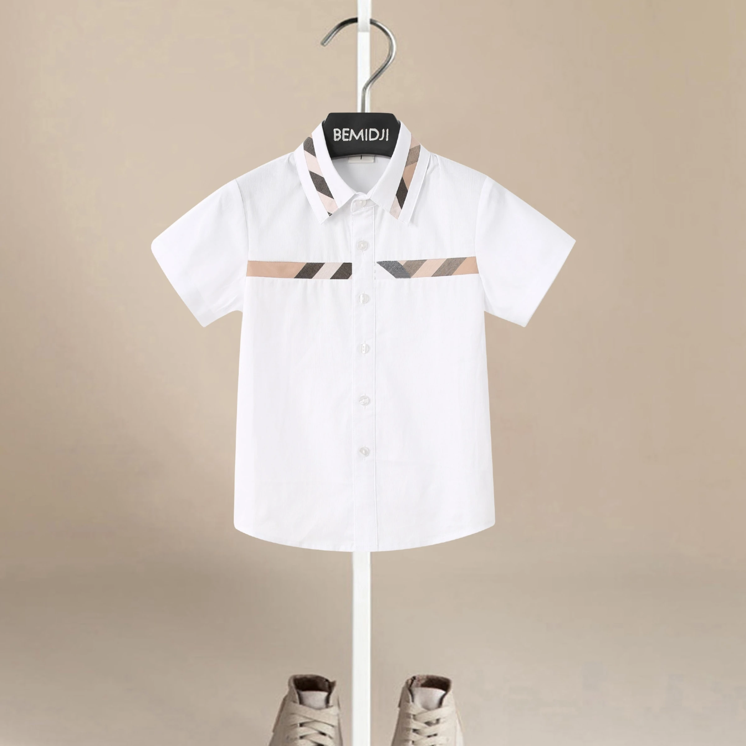 Summer Short Sleeve Plain White Baby Boys Shirts Children Clothes Classic Top Kids Tee Cotton Girl Jumper Solid Student Uniform