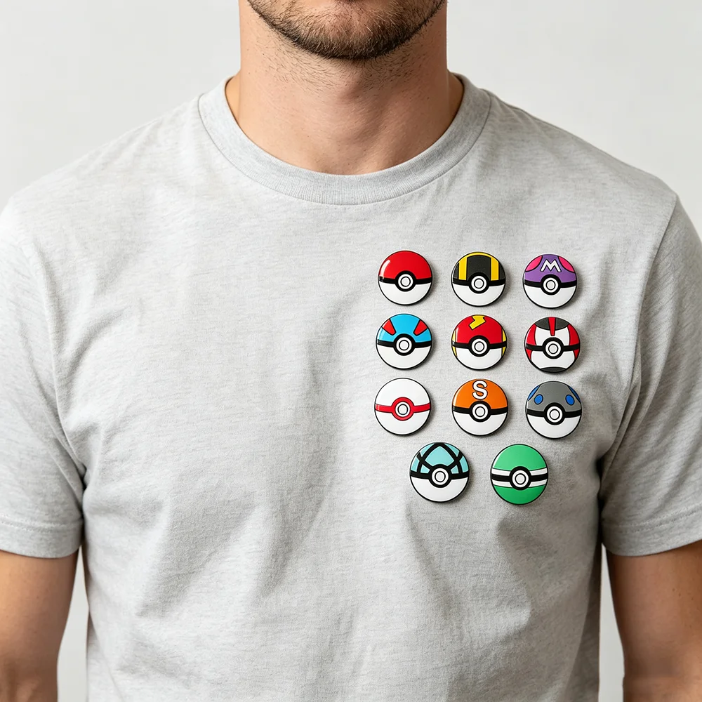 11-teiliges Cartoon Pocket Monster Ball Rundes Emaille-Anstecknadel-Set, Modisches Accessoire, Broschen für Rucksack und Kleidung, Kreatives Geschenk – Detail 5