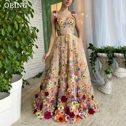 OEING-Vestidos De Fiesta De tul con flores 3D, vestido De noche largo hasta el suelo, escote Corazón, hada Pastrol, ocasiones formales