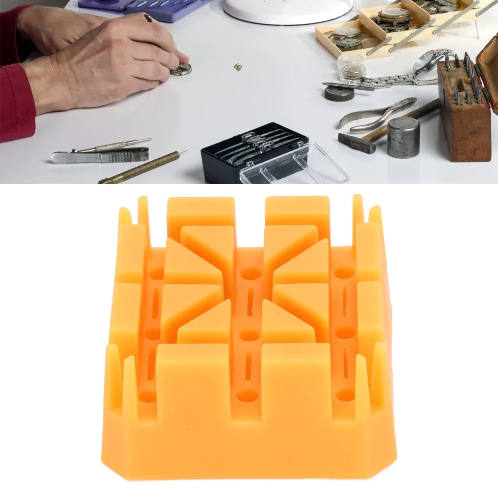 Practical Orange Watch Repair Holder Plastic 5x5cm Watch Band Holder Watch Repair Support Band Adjustment