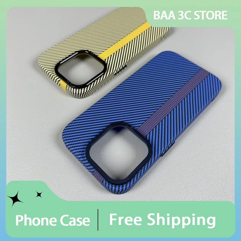 Carbon Fiber Kevlar Phone Case Magnetic Personalized Magsafe Scrub Anti-fall Phone Case for IPhone 14 Pro Max IPhone 15 Pro Max