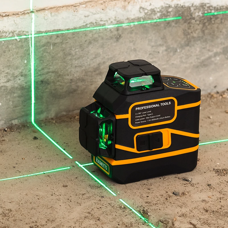 KAIWEETS Laser Level 12 Lines 3D Self-Leveling 360 Rotary Outdoor Indoor Mode with Tripod Stand Accept Custom