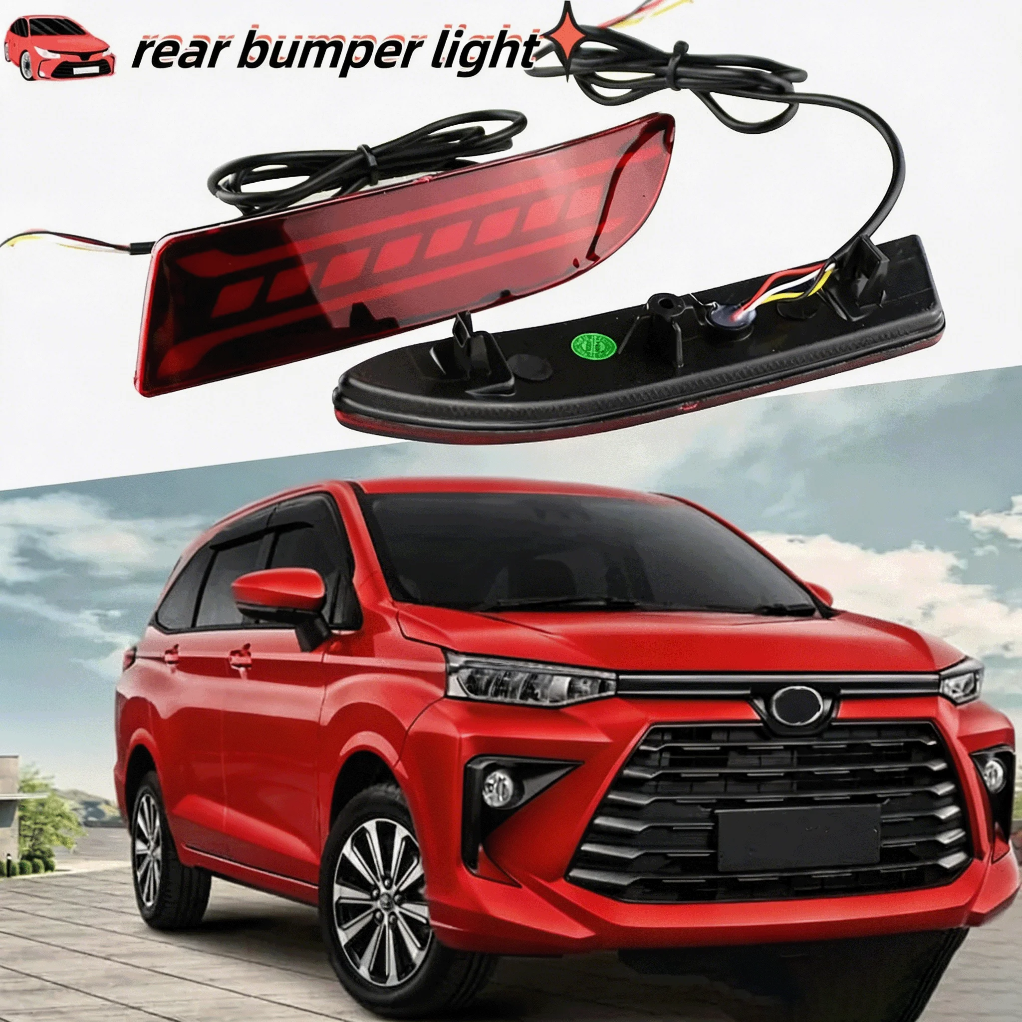 For Toyota Avanza 2022 2023 2024 Turn Signal LED Brake Reversing Steering Lights 2Pcs Car Rear Bumper Reflector Light