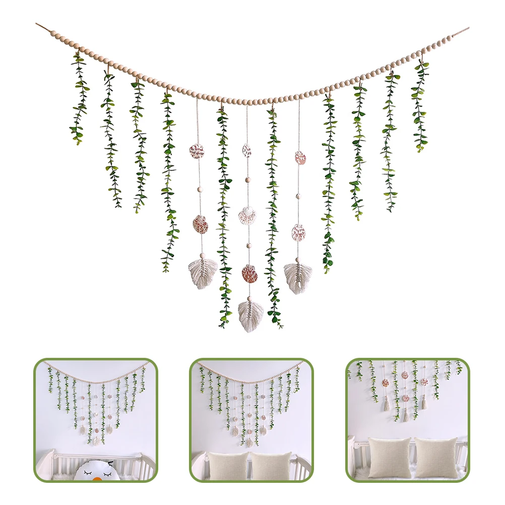 

Wooden Beads Fake Eucalyptus Vines Aesthetic Room Decor Bedroom Wall Hanging Vine Leaf Vines Room Decor Pastoral Style Green