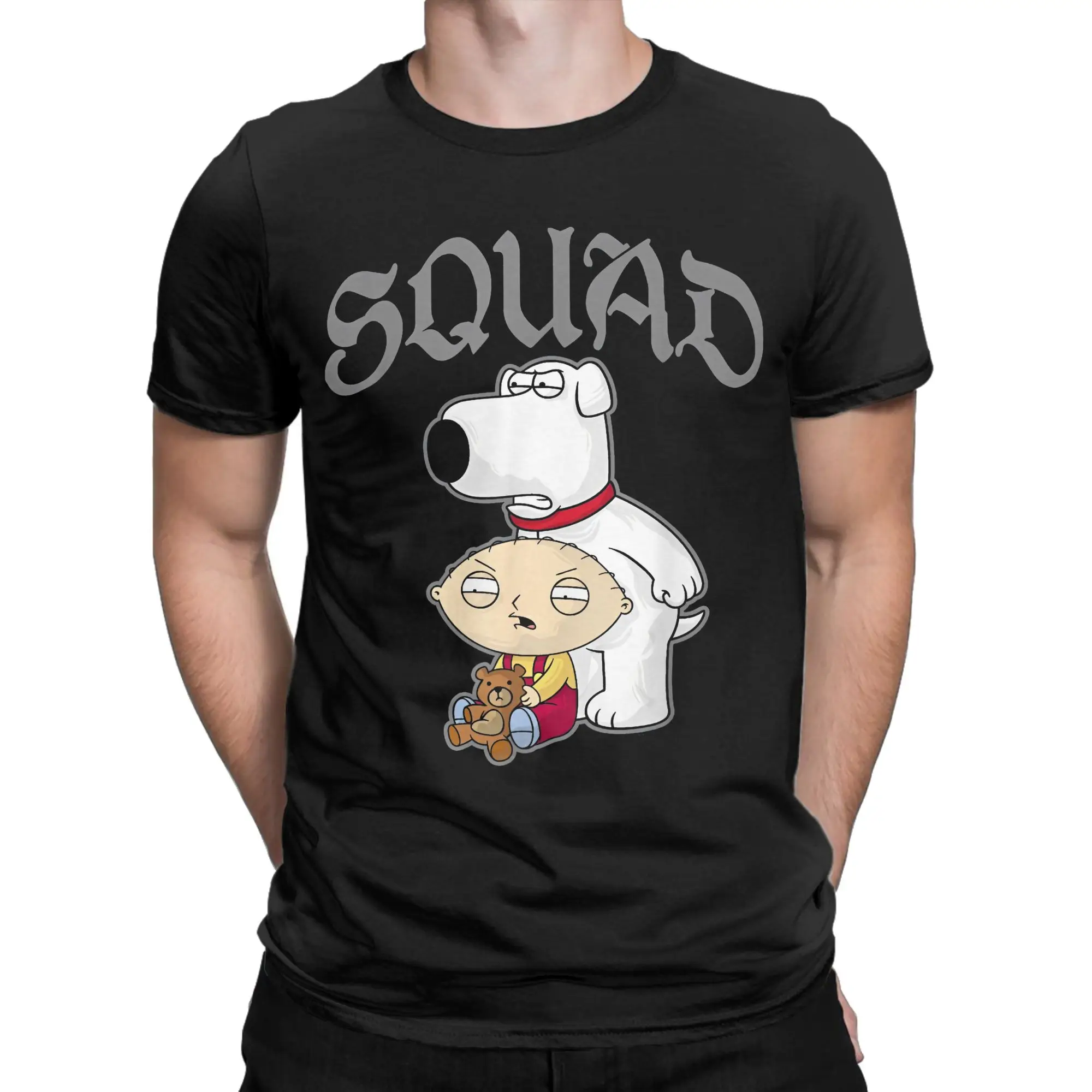 Families Guys Cartoon Brian & Stewie Griffin Squad Goals T-Shirts 100% Cotton Tee Shirt Round Collar Short Sleeve T Shirts