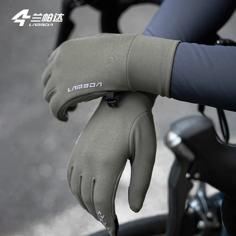 LAMEDA  New Fleece Warm Riding Gloves Full Finger Touch Screen Autumn and Winter Road Mountain Bike Bike for Men and Women