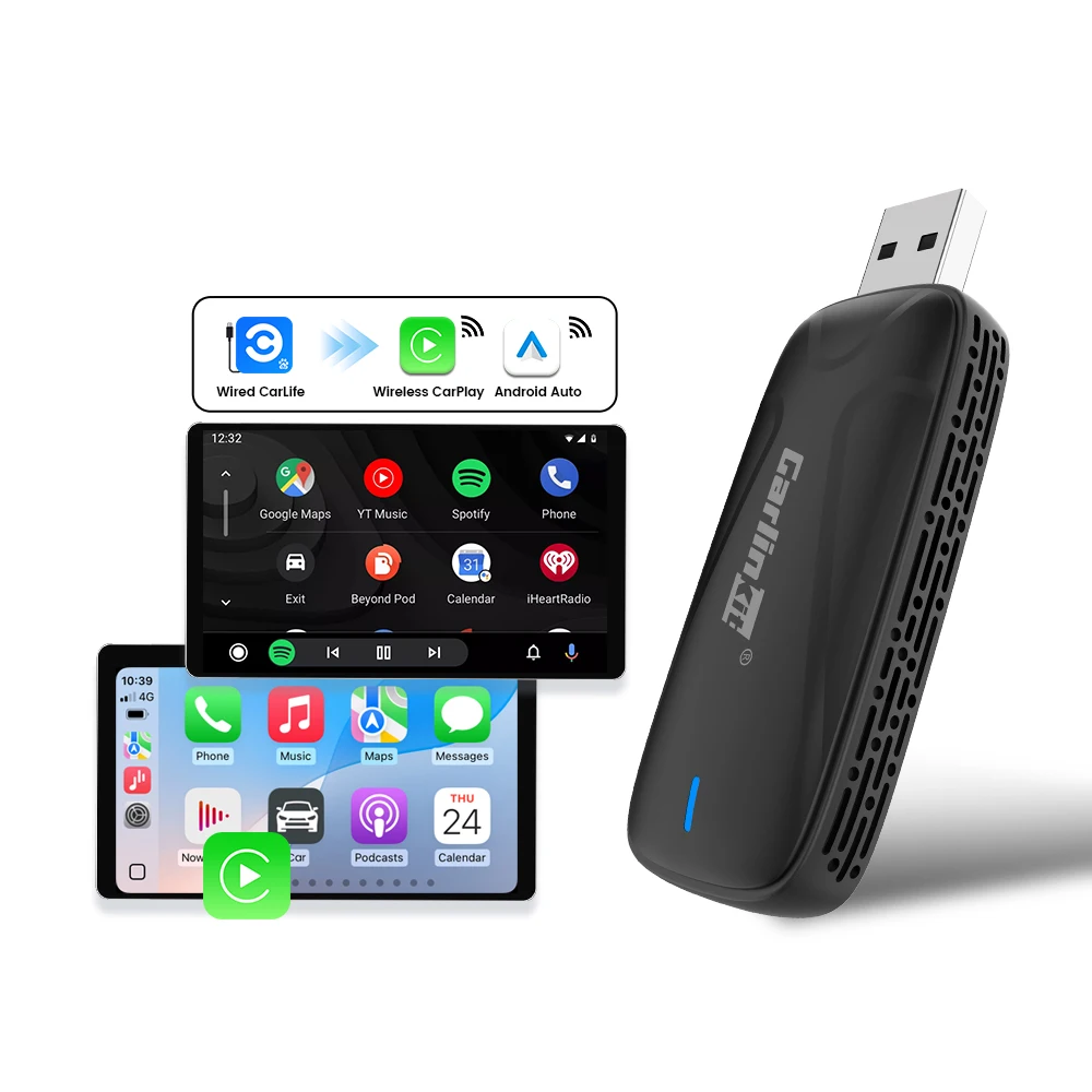 

Original Car Life to Wireless Android Auto Carplay Smart Wifi Music Convert Carlife USB CarlinKit Motorcycle Ai Box Adapter