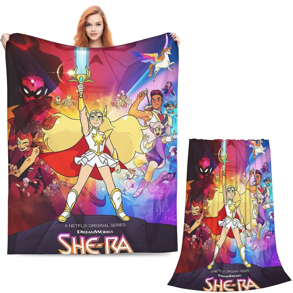 She Ra Princess Of Power Cartoon Blanket Soft Warm Flannel Throw Blanket Bedding for Bed Living room Picnic Travel Home Couch