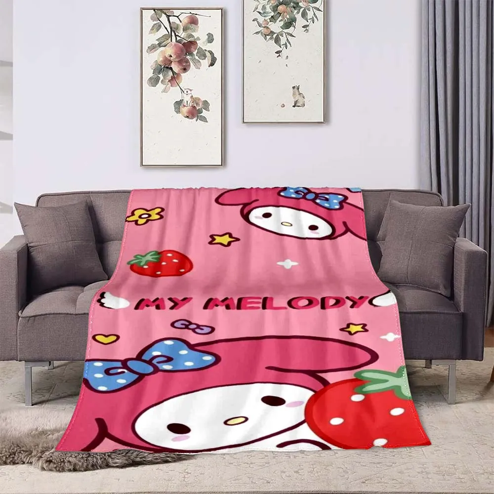 Cartoon Cute Pink My Melody Blanket Soft and Comfortable Children's Lunch Blanket Kuromi Flange Blanket